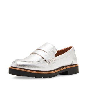 Blondo Women's Penny Loafer, Silver Leather, 7.5